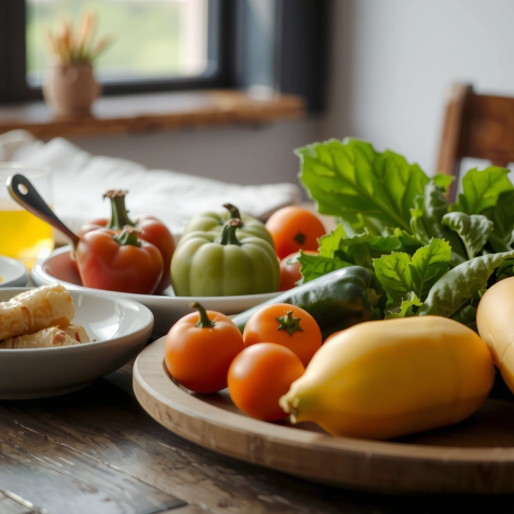 Beratungsgespräch über gesunde Ernährung mit frischen Lebensmitteln
